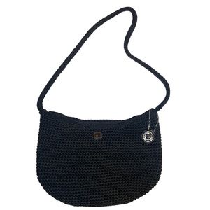 THE SAK . Black Woven Shoulder Bag .